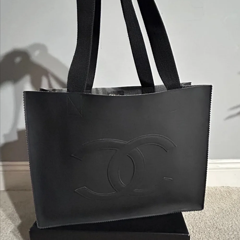 CHANEL Cocomark Tote Bag Large Shoulder Rubber Black